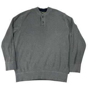 Eddie Bauer‎ Men's 2XLT Tall XXL Gray 2 Button Pullover Sweater Chunk Knit Heavy